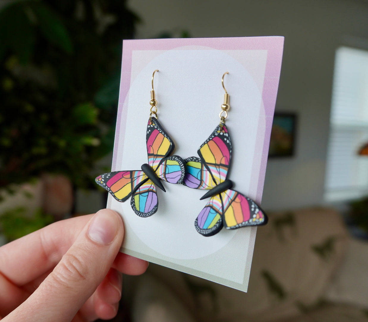 Small Pride Flag Butterfly Earrings