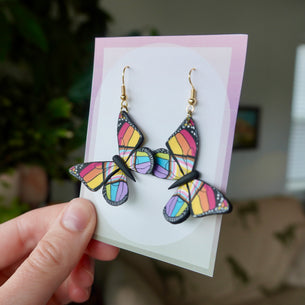 Small Pride Flag Butterfly Earrings