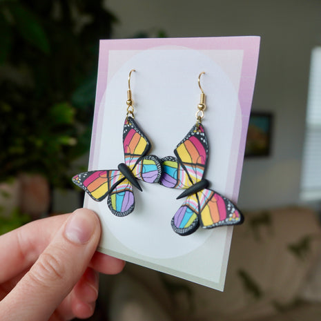 Small Pride Flag Butterfly Earrings