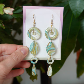 Faux Green Blue Agate Earrings
