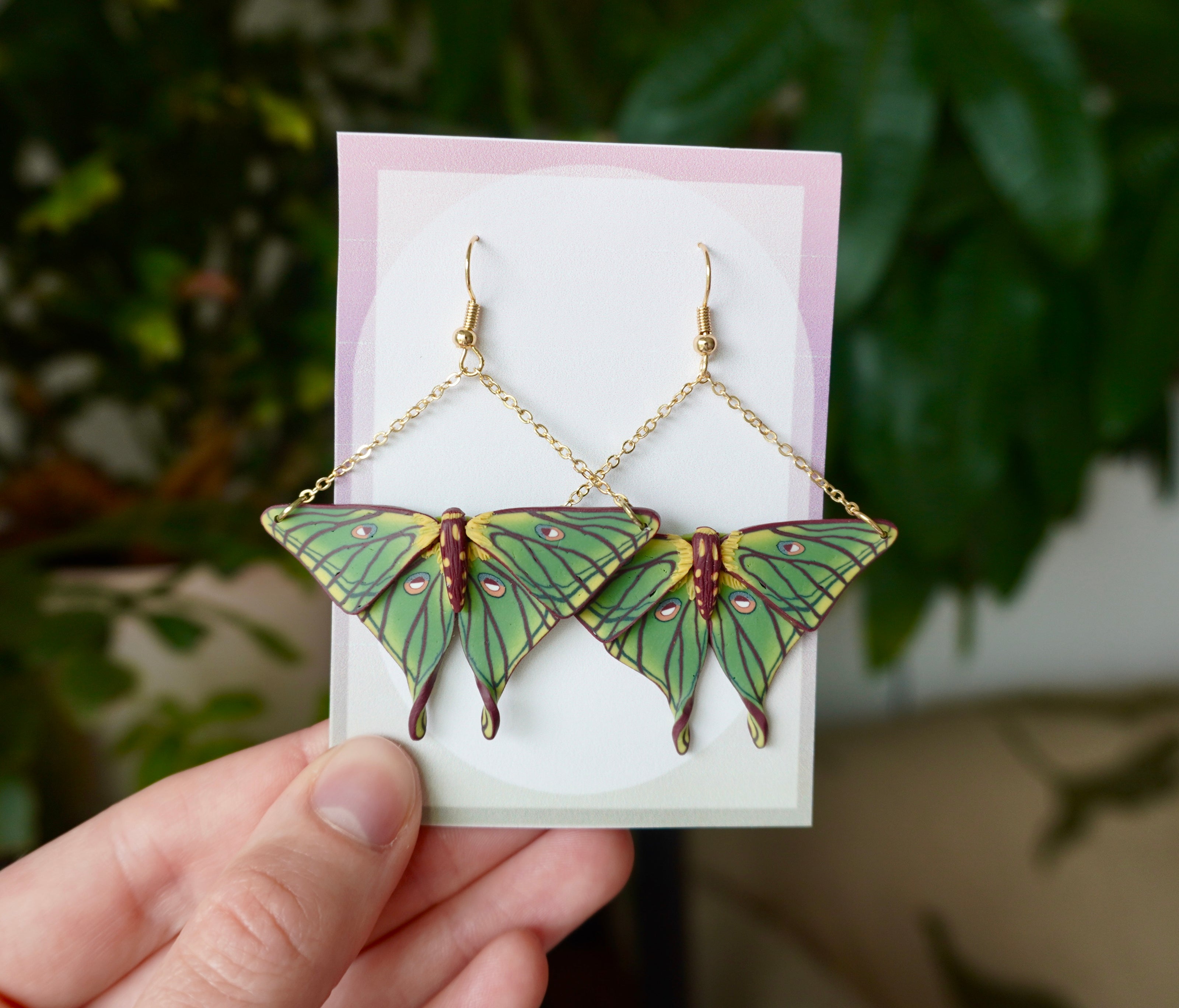 Medium Spanish Moon Moth Earrings