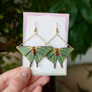 Medium Spanish Moon Moth Earrings