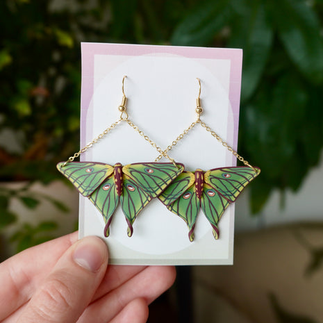 Medium Spanish Moon Moth Earrings