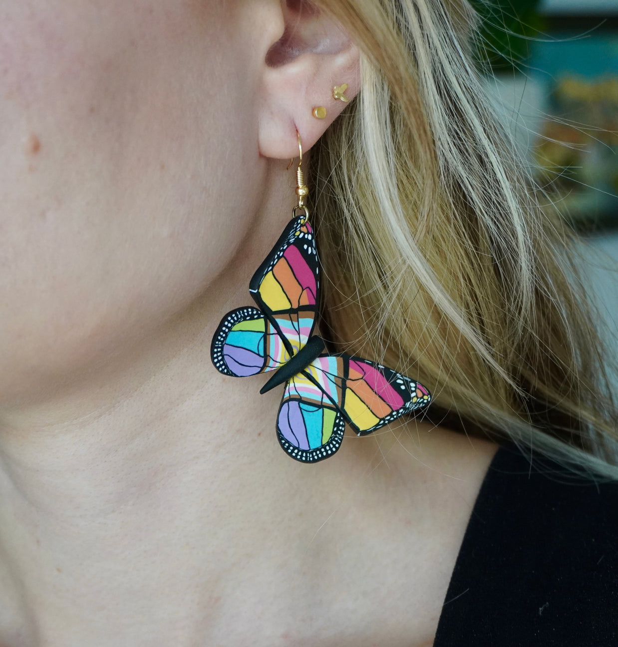 Large Pride Flag Butterfly Earrings