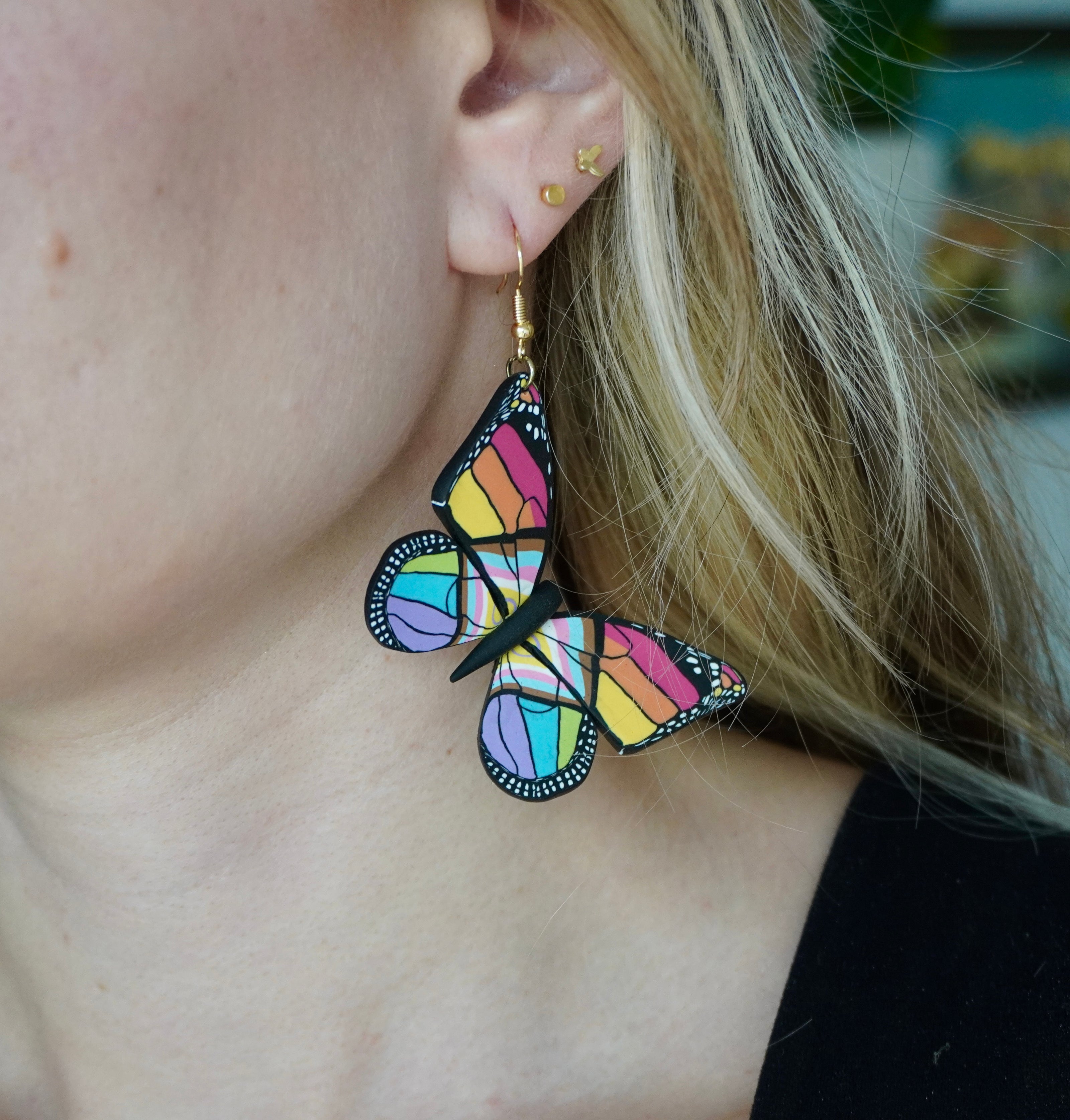 Large Pride Flag Butterfly Earrings