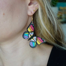 Large Pride Flag Butterfly Earrings