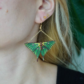 Medium Spanish Moon Moth Earrings