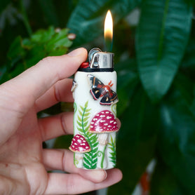 Cecropia Moth & Fly Agaric Bic Lighter Case - One Of A Kind