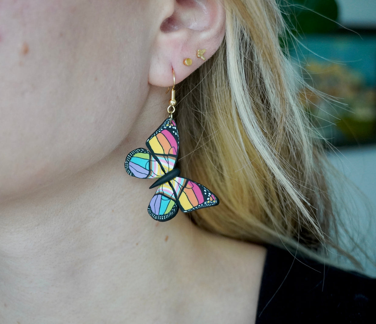 Small Pride Flag Butterfly Earrings