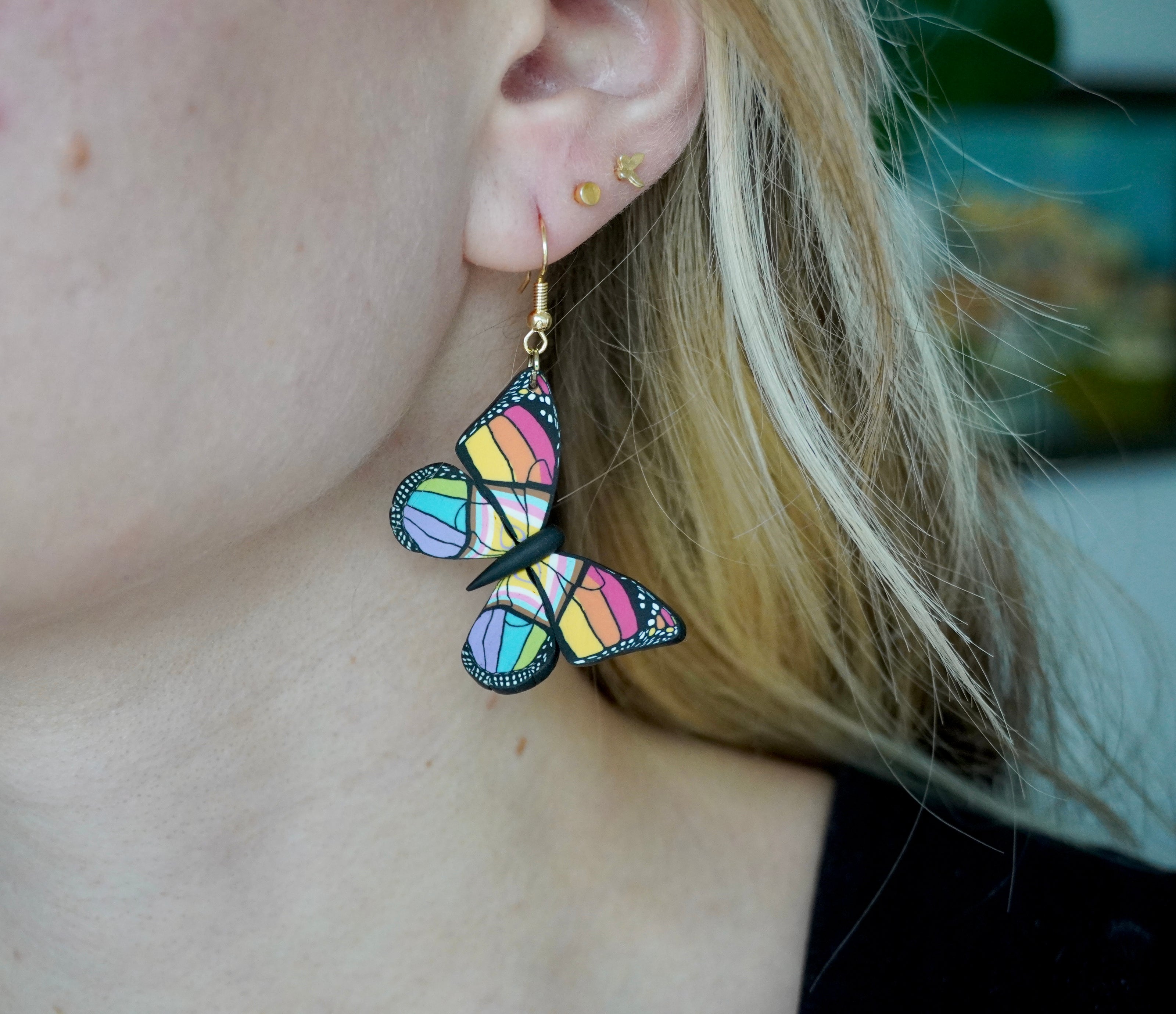 Small Pride Flag Butterfly Earrings