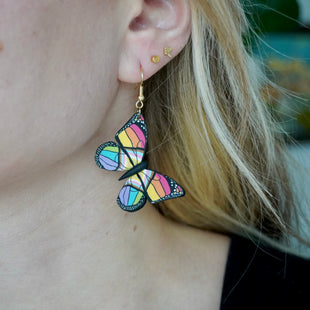 Small Pride Flag Butterfly Earrings