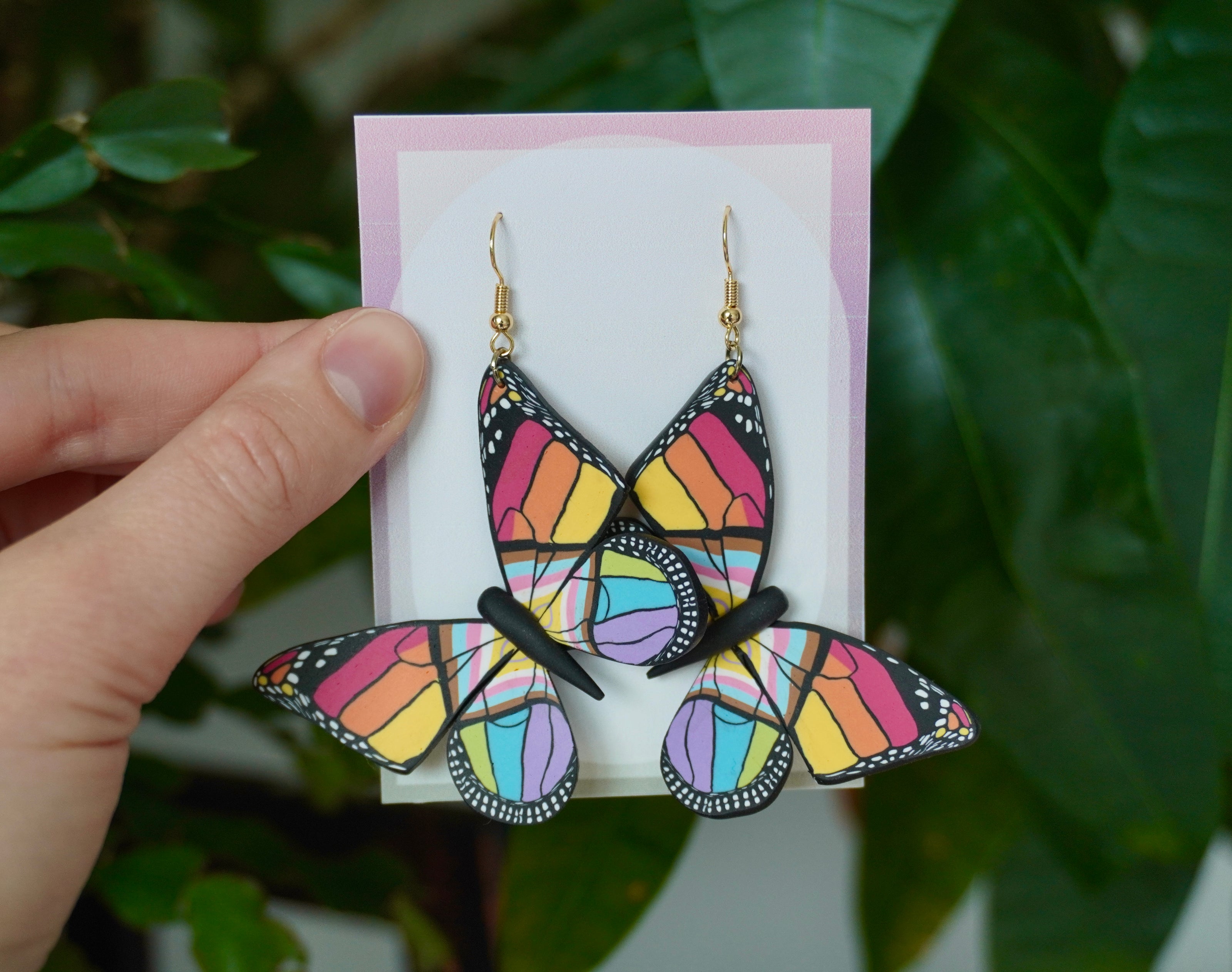 Large Pride Flag Butterfly Earrings