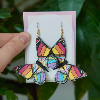 Large Pride Flag Butterfly Earrings