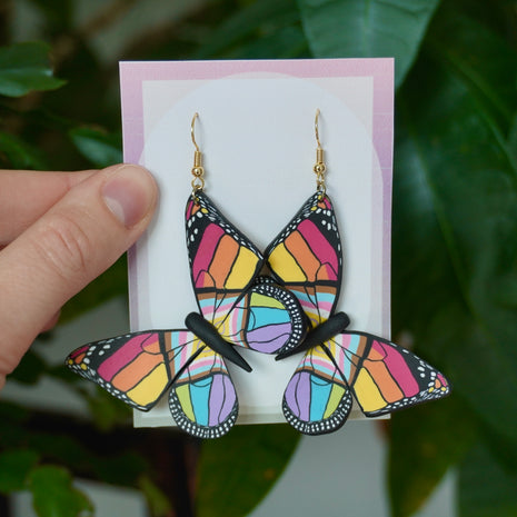 Large Pride Flag Butterfly Earrings