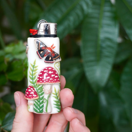 Cecropia Moth & Fly Agaric Bic Lighter Case - One Of A Kind