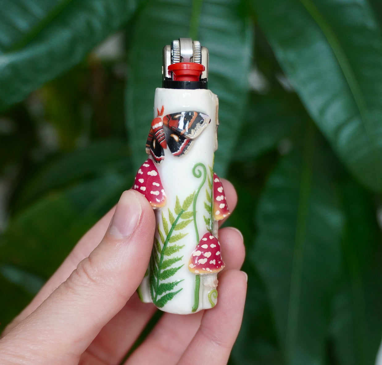 Cecropia Moth & Fly Agaric Bic Lighter Case - One Of A Kind
