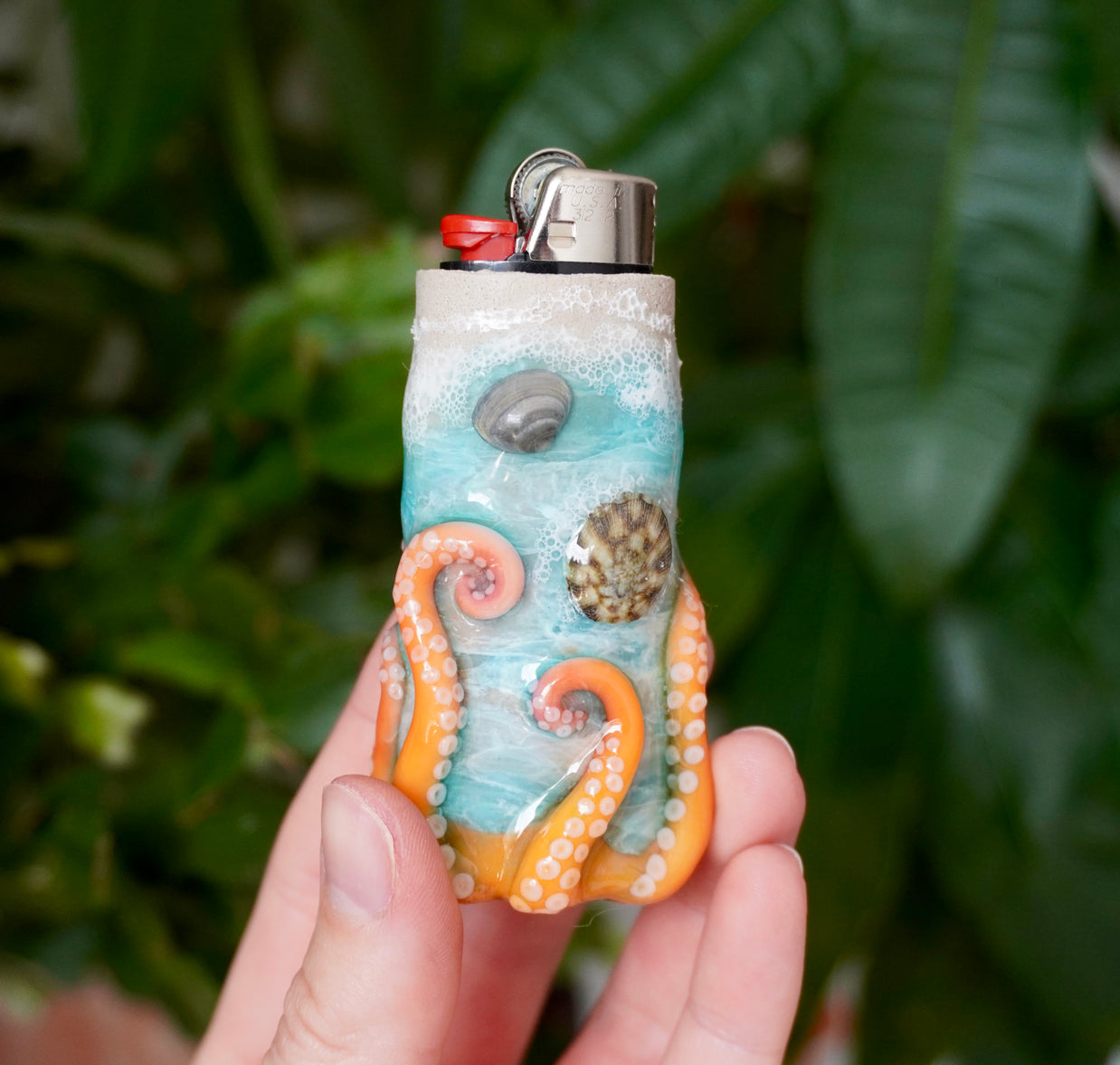 Beach Day Octopus Bic Lighter Case - One Of A Kind