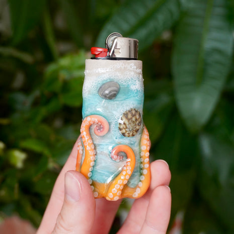 Beach Day Octopus Bic Lighter Case - One Of A Kind