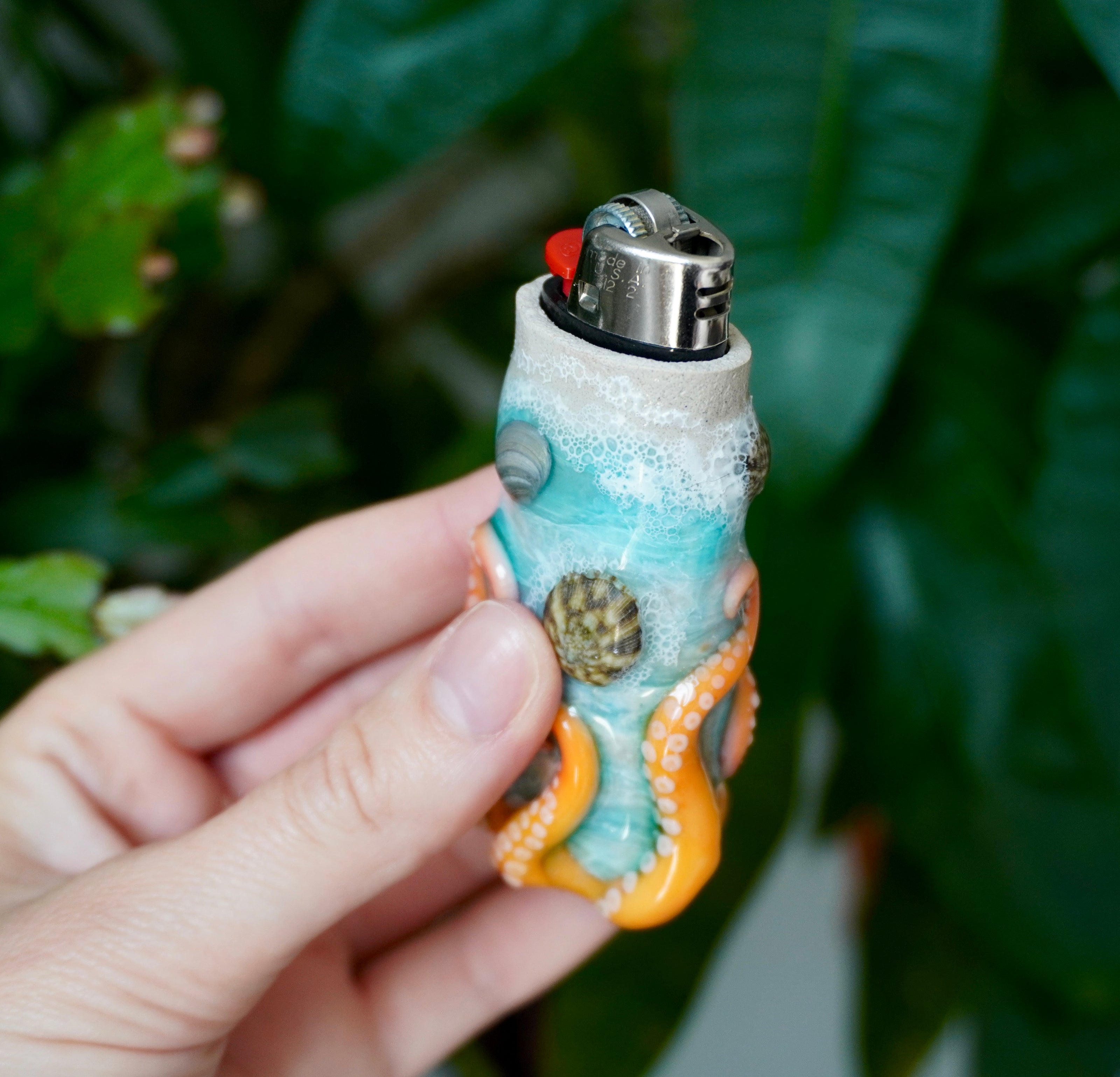 Beach Day Octopus Bic Lighter Case - One Of A Kind
