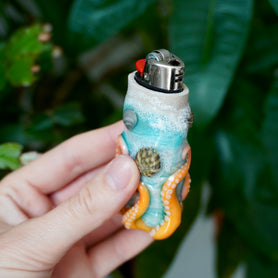 Beach Day Octopus Bic Lighter Case - One Of A Kind