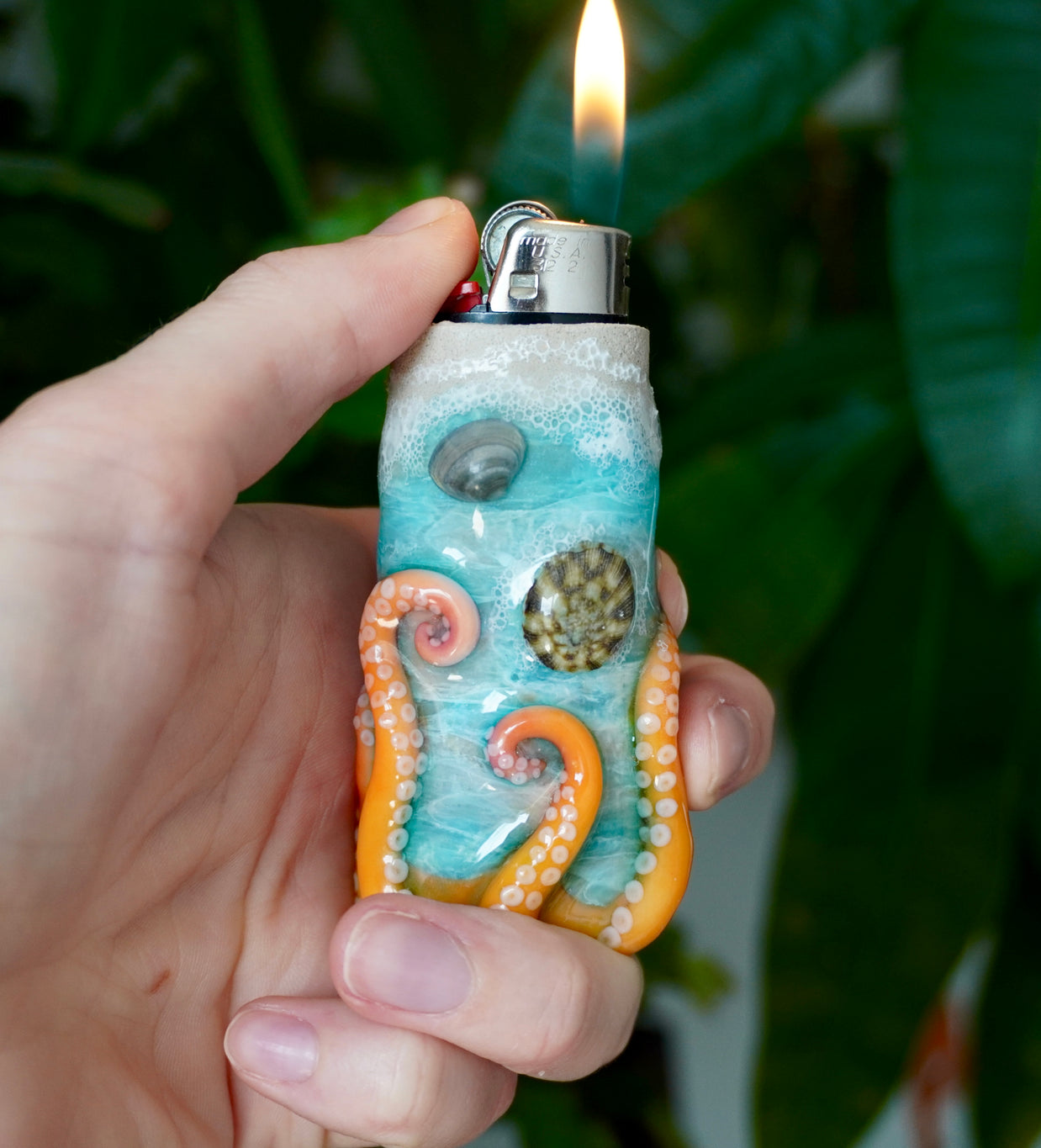 Beach Day Octopus Bic Lighter Case - One Of A Kind