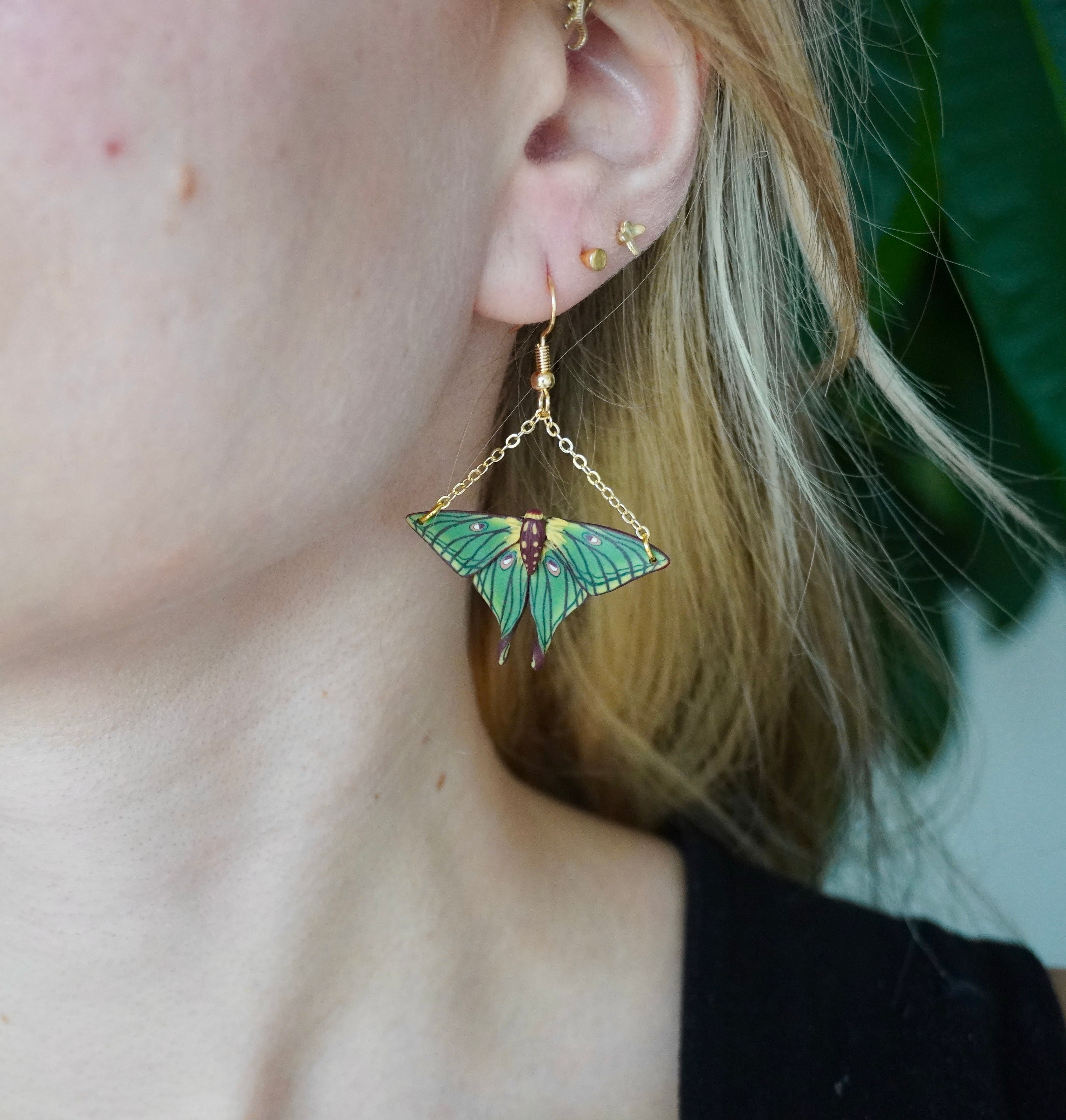 Small Spanish Moon Moth Earrings