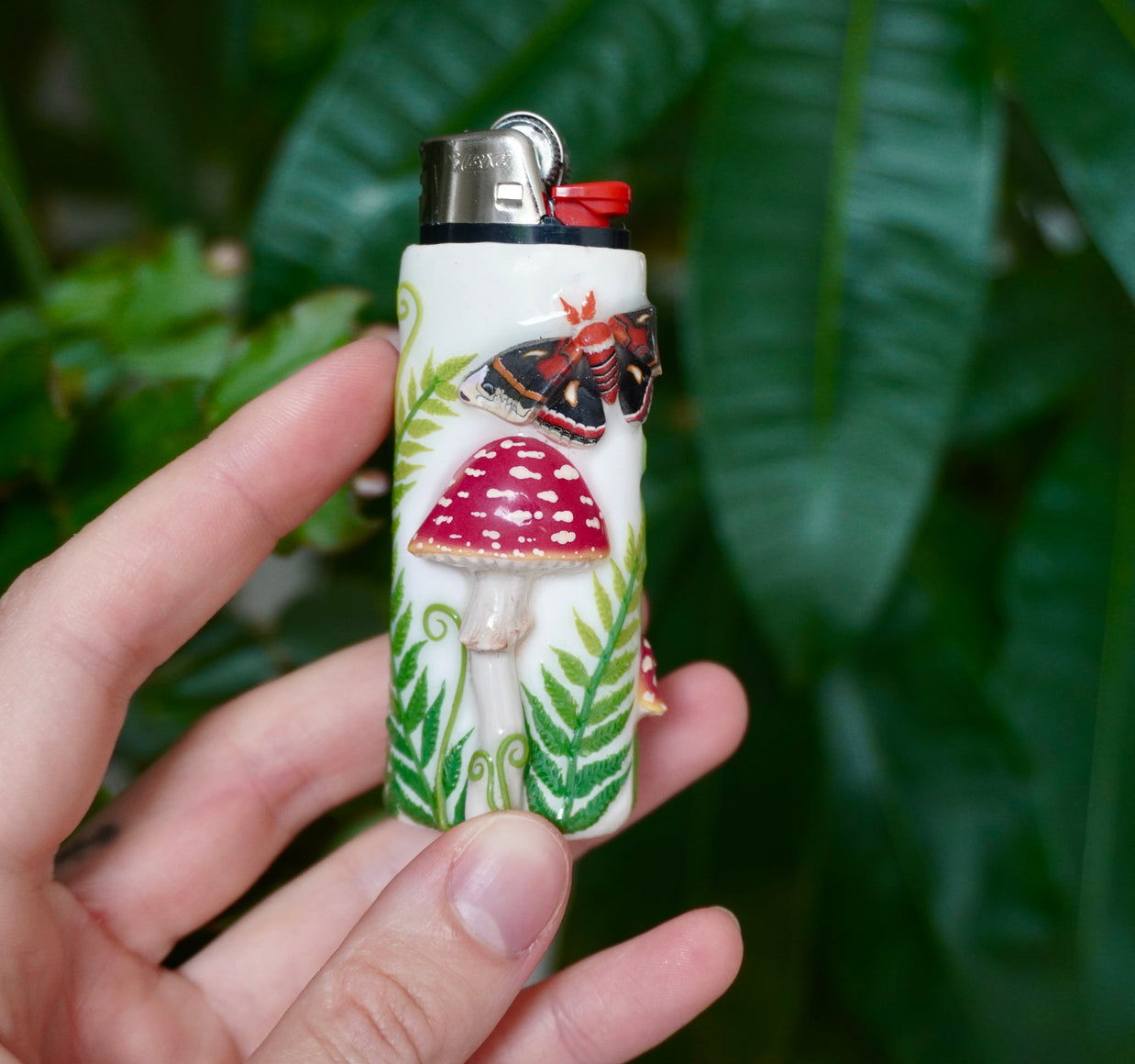 Cecropia Moth & Fly Agaric Bic Lighter Case - One Of A Kind