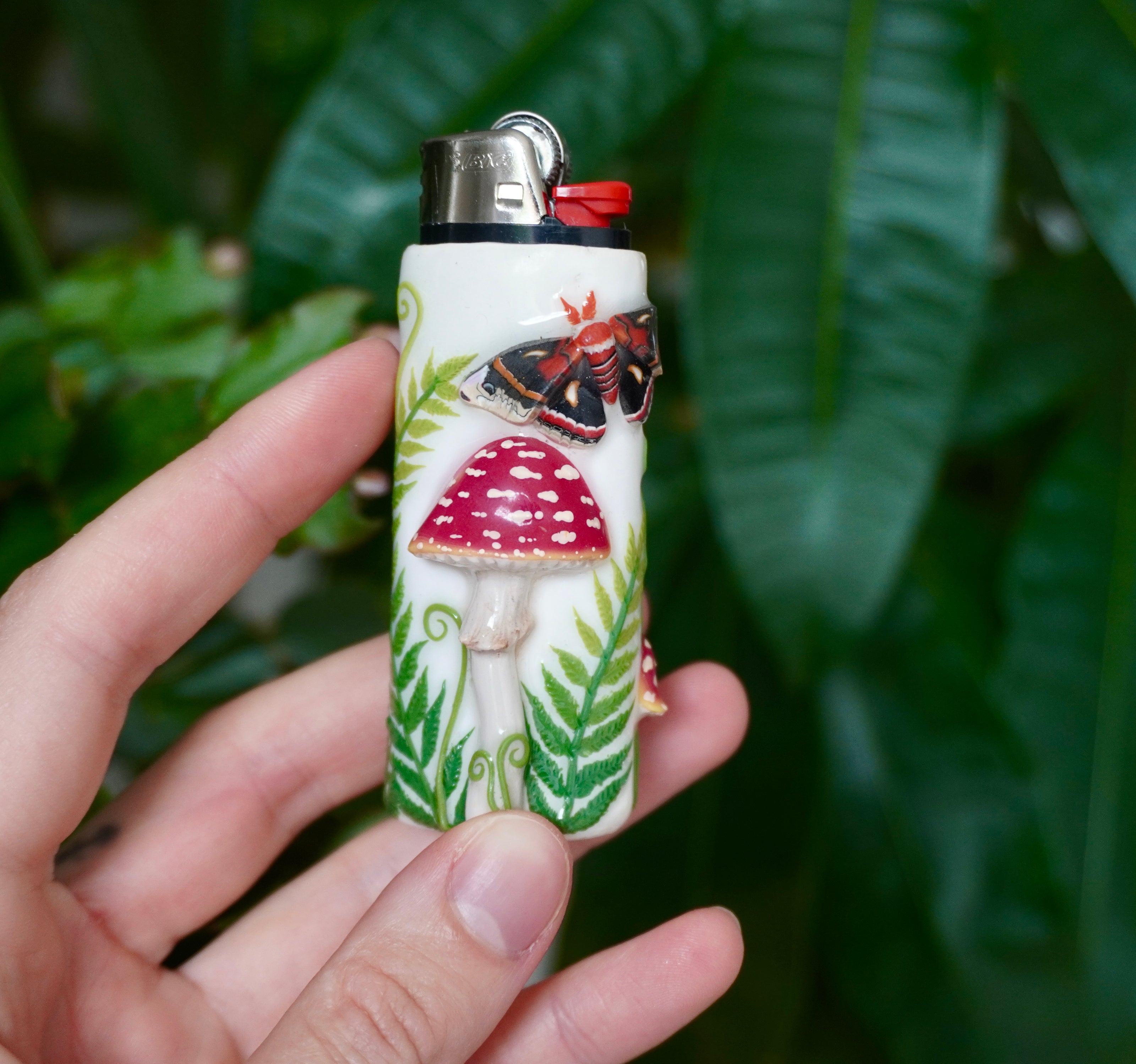 Cecropia Moth & Fly Agaric Bic Lighter Case - One Of A Kind