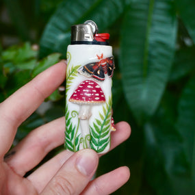 Cecropia Moth & Fly Agaric Bic Lighter Case - One Of A Kind