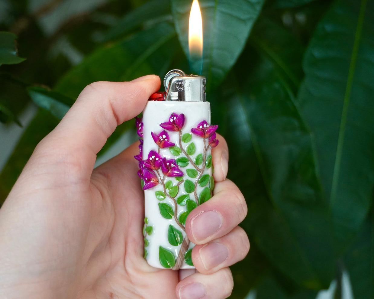 Bougainvillea Bic Lighter Case - One Of A Kind
