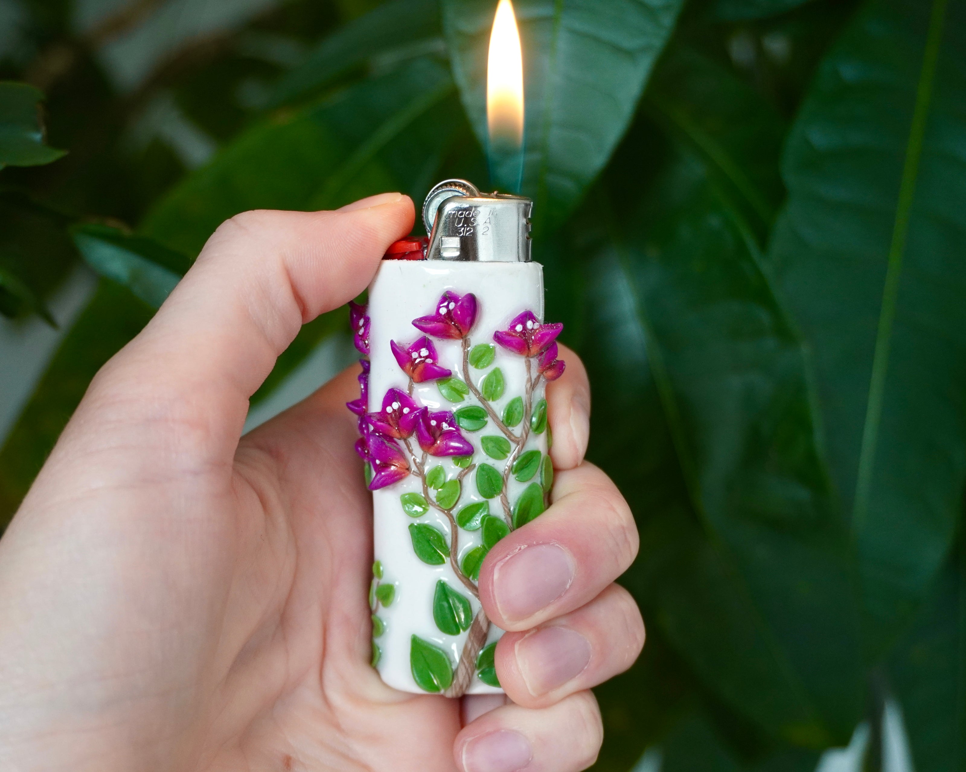 Bougainvillea Bic Lighter Case - One Of A Kind