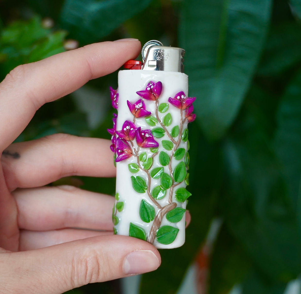 Bougainvillea Bic Lighter Case - One Of A Kind