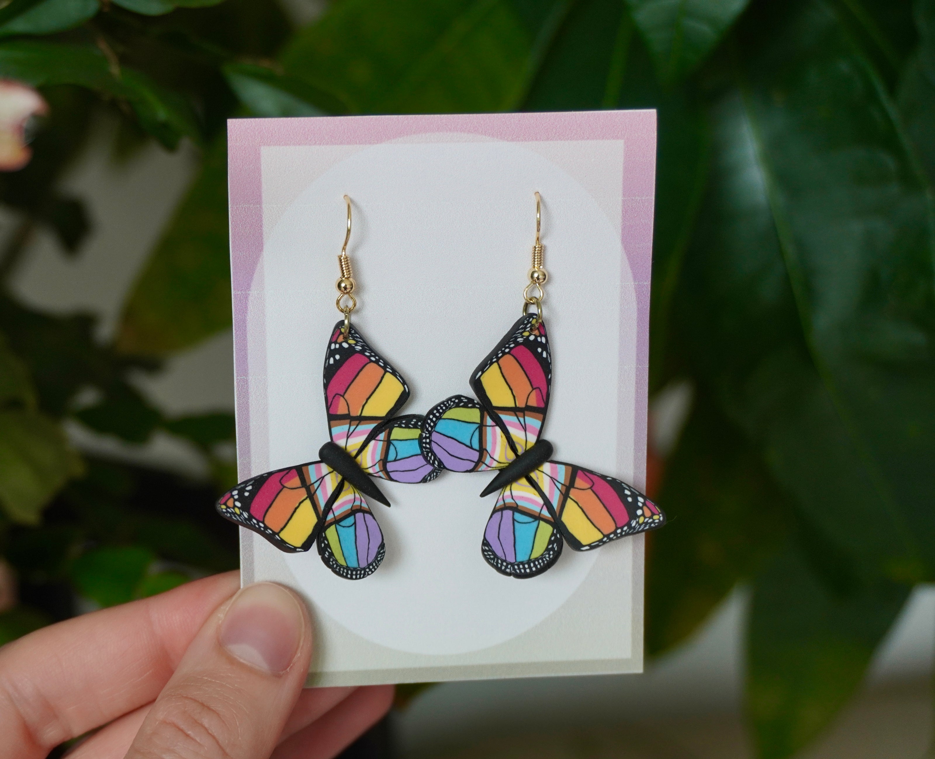 Small Pride Flag Butterfly Earrings