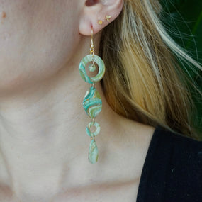 Faux Green Blue Agate Earrings