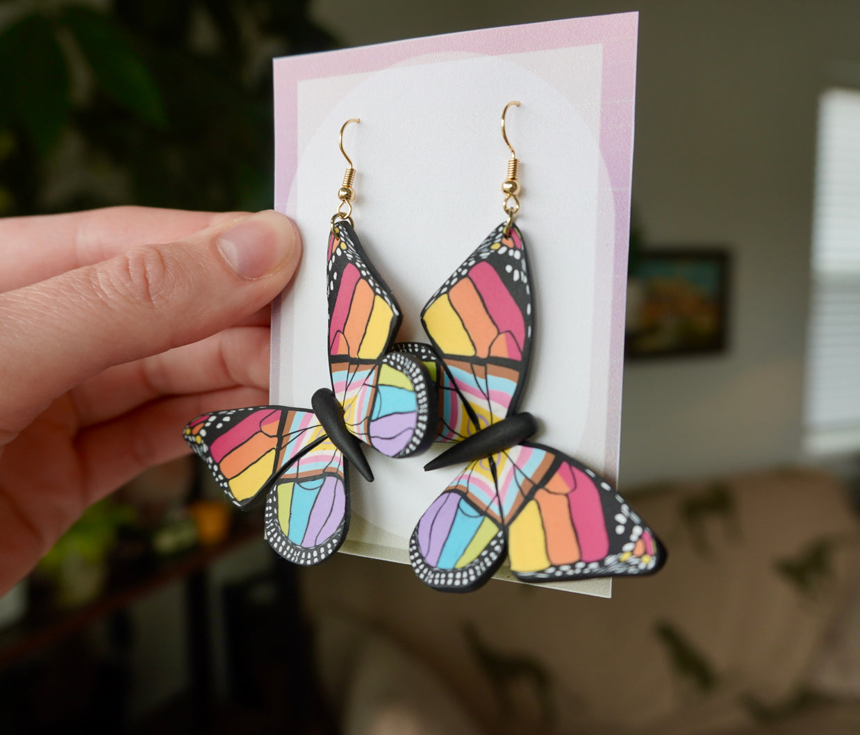 Large Pride Flag Butterfly Earrings
