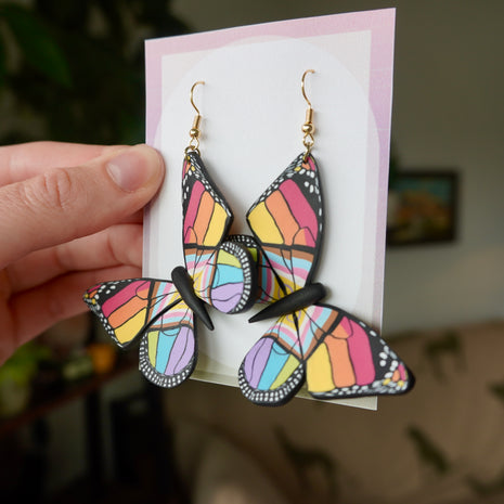 Large Pride Flag Butterfly Earrings