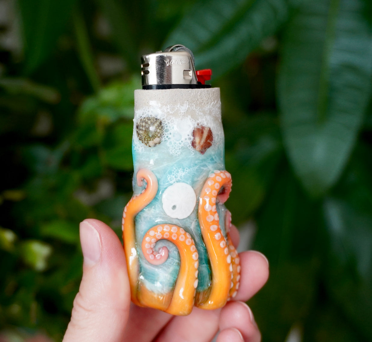 Beach Day Octopus Bic Lighter Case - One Of A Kind