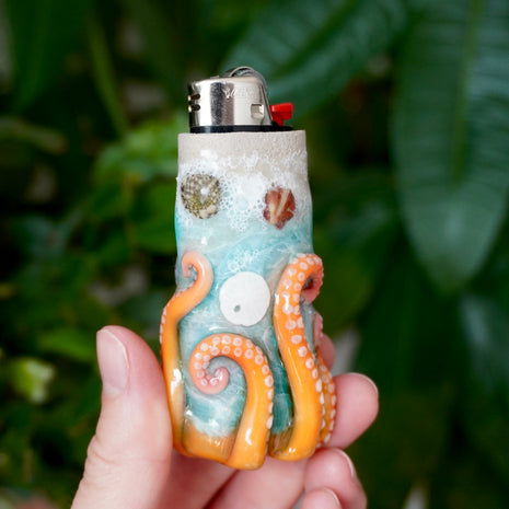 Beach Day Octopus Bic Lighter Case - One Of A Kind
